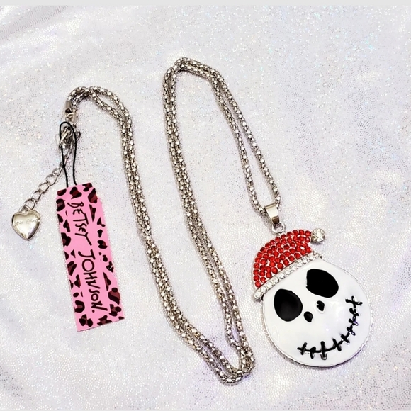 Jack skellington silver red and white crystal necklace/brooch - Picture 16 of 16